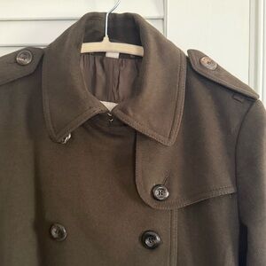 Burberry Olive Double-Breasted Cashmere Wool Trench Coat